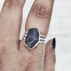 เครื่องประดับหินหยาบแหวนผู้หญิงแหวนธรรมชาติปรับได้พลอยแทนซาเนีย December birthstone ได้รับการโหวต925แหวนเงินสเตอร์ลิง - Product Image 4