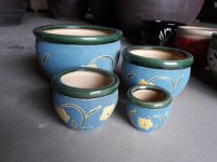 [Jason] Vases en céramique émaillée en gros - Grands pots en céramique émaillée bleue, jardinières, poterie - Jardin extérieur - Fournisseur de poterie du Vietnam