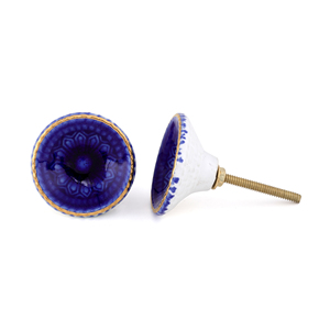 ลูกบิดลิ้นชักเซรามิกสีฟ้า shubham เที่ยงคืนพร้อมขอบทอง4.5ซม. แบบดึงออกแบบลายดอกไม้สำหรับใช้ในห้องครัวบ้านโรงแรมหรือโรงพยาบาล - Product Image 2