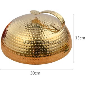 Attractive antique finished metal food dome with handcrafted design for <b>covering</b> <b>cakes</b> pastries and serving trays at events - Product Image 2