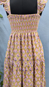 Robe légère en coton à imprimé de blocs Robe en coton à bretelles spaghetti florale et à motif uni Robe en coton à bretelles spaghetti sans bretelles - Product Image 6