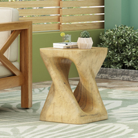 Table d'appoint en MGO à grain de bois torsadé, sans assemblage, pour intérieur et extérieur