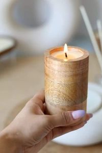 <b>wood</b> candle holder Creative Decoration Wedding Birthday Party Tissue Ring Candle Holder New Log <b>Wood</b> - Product Image 2