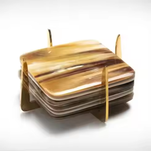 ชุดที่รองแก้วฮอร์นธรรมชาติแบบพรีเมี่ยมขายดีเครื่องครัวฮอร์นแบบตั้งโต๊ะทำด้วยมือโดยงานฝีมือเสี้ยว - Product Image 1