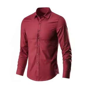 Camicie da <span class=keywords><strong>uomo</strong></span> bianche nere vestibilità regolare <span class=keywords><strong>camicia</strong></span> di marca a maniche lunghe da <span class=keywords><strong>uomo</strong></span> in poliestere camicie formali/Stock. - Product Image 3
