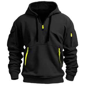 Sudadera con capucha de algodón de invierno para hombre de alta calidad, sudadera con cremallera completa y cremallera con patrón de letras bordadas, ropa de moda callejera - Product Image 1