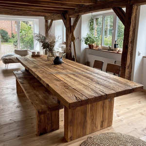 Mesa de Comedor Cuadrada Plegable Hecha a Mano de Madera Maciza Moderna con Diseño Rústico Industrial para Uso en la Cocina - Product Image 3