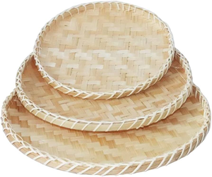 JUEGO DE 3 CESTA DE BAMBÚ REDONDA DE WINNOWING/REGALO HECHO A MANO PARA MAMÁ/HECHO EN VIETNAM - Product Image 2