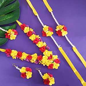 Conjunto de joyería India Collar Conjunto de joyería Fabricante indio Joyería Étnica Nupcial Diseñador Haldi Floral Joyería hecha a mano - Product Image 2