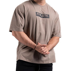 เสื้อยืดผ้าถักโพลีเอสเตอร์/ ผ้าฝ้ายสำหรับผู้ชายเสื้อยืดโอเวอร์ไซส์แบบลำลองน้ำหนักเบาและทนทาน - Product Image 1