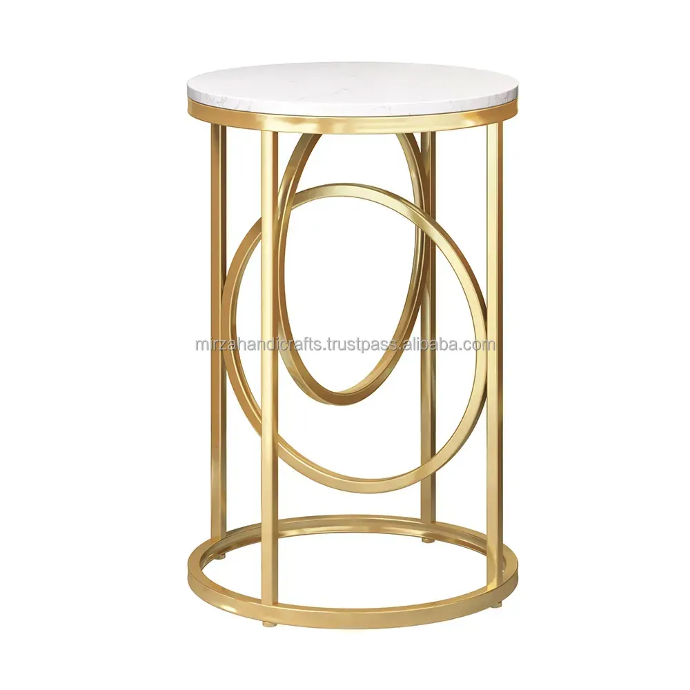 Moderne Witte Ronde End Tafel Marmeren Top Bijzettafel Art Deco Styling Maakt Een Meer Aanspreekbaar Look In Deze Nesting tafels