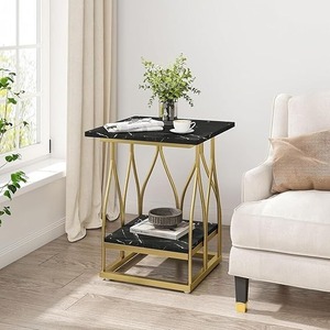 Square Shaped Metal <b>Table</b> With Marble Top <b>Tables</b> Accent <b>Side</b> <b>Table</b> for Living Room and Home Furniture <b>High</b> Quality - Product Image 3
