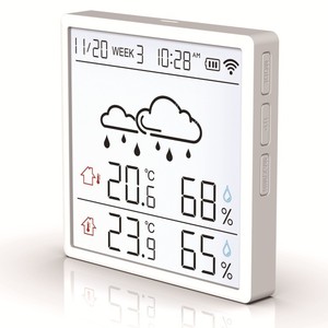 Thermo-hygromètre électronique personnalisé avec WiFi, horloge météo, thermomètre d'intérieur pour la température et l'humidité - Product Image 3