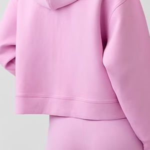 Sweat à capuche pour femme avec un design tendance pour les commandes en gros, logo personnalisé, design uni de couleur unie avec cordon de serrage et capuche, décontracté - Product Image 6