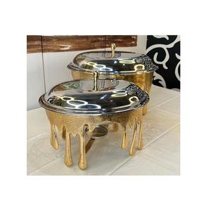 Plato de frotamiento de color dorado y acero inoxidable de diseño único, plato de frotamiento para servir comida de calidad exclusiva para vajilla - Product Image 6