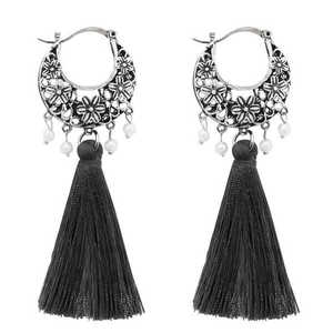 Tip Top Fashions 1310952C Pendientes chapados en rodio de hilo gris Accesorio de moda elegante - Product Image 1