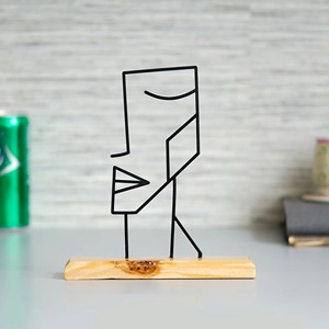 Table basse sculpturale en métal et bois, décoration artistique moderne pour la maison et le bureau, provenance Inde - Product Image 3