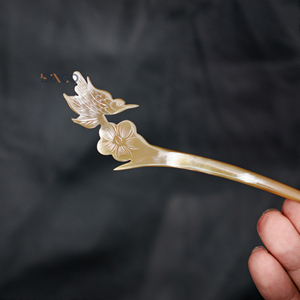 แท่งไม้ติดผมรูปเขาควายธรรมชาติอุปกรณ์แต่งผมดอกไม้งานฝีมือจากเวียดนามและนก - Product Image 3