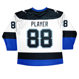 Uniformes professionnels de hockey sur glace pour adultes de conception personnalisée OEM sublimé 100% Polyester écologique personnalisable nom numéro équipe - Product Image 6