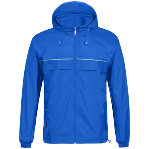 Veste coupe-vent légère à col montant bleu royal enduite, veste durable pour homme, vêtements d'aventure classiques en plein air - Product Image 1