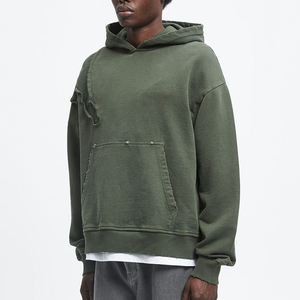 Sudaderas con capucha de felpa francesa en blanco personalizadas de alta calidad para hombres, ropa de calle, sudaderas con capucha de hombro caído de gran tamaño para fábrica - Product Image 3