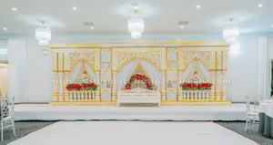 Luxury White <b>Gold</b> Wedding <b>Backdrop</b> Frames Elegant Detachable Customizable Event Decor Frame Panels Factory Price for USA - Product Image 2