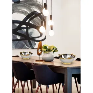 Cuenco decorativo con ribete dorado, cuenco brillante de doble capa, cuenco de Metal acabado seguro, fabricado por Zahid Exports en India chapado - Product Image 4