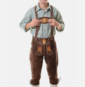 Pantalones cortos hasta la rodilla de cuero bávaro para hombre bordados personalizados de alta calidad Lederhosen transpirable servicio OEM para adultos - Product Image 6