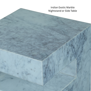 Table de chevet en marbre blanc Exotic Veins, design moderne en bloc, table d'appoint de luxe, meuble pour salon et chambre à coucher - Product Image 2