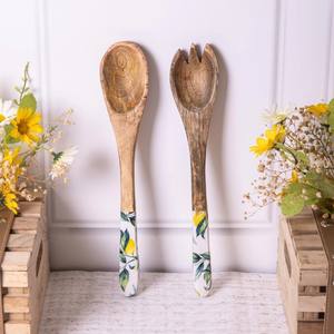 Cuillère de service à salade en bois de mangue artisanale ensemble de fourchette ustensiles de cuisine ustensiles de cuisine durables décoratifs - Product Image 1