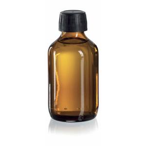 Bottiglia di imballaggio cilindrica in vetro marrone, PP28, senza tappo - Product Image 1