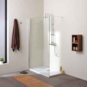 KORICINI Cabine de douche walk-in en verre transparent 8 mm, 120 cm, design rectangulaire minimaliste en six pièces, facile à installer, ensemble de salle de bain - Product Image 1