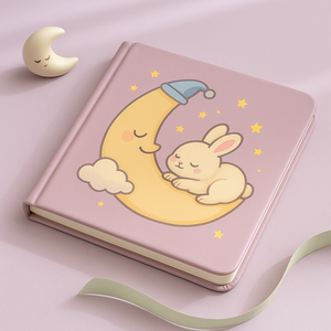 LABON 귀여운 토끼 문 PU 노트북 만화 스퀘어 저널 어린이 소녀 맞춤형 하드 커버 취침 일기 OEM ODM - Product Image 2