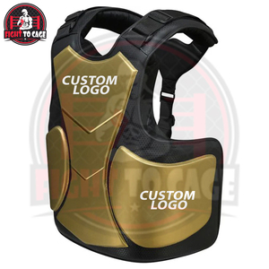 Protège-poitrine de boxe noir doré, équipement d'entraînement en PVC durable de haute qualité pour la boxe, le MMA, le kickboxing, le sparring, personnalisable - Product Image 2