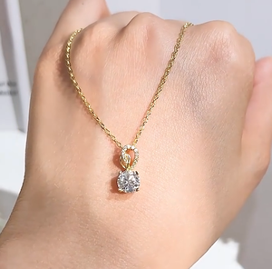 Ready Ship VVS D Color 2 Carat Brilliant Cut Moissanite Claw Setting Stud Solitaire Pendant Necklace Link Chain 925 Sterling - Product Image 3