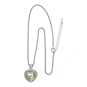 A8852K AB Crystal Designer Bestseller Necklace Rhodium 2 Tone Gold with heart charm Cubic Zircon