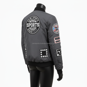 Chaqueta de bombardero de alta calidad para mujer, Material de nailon GSM 220, Color gris, logotipo personalizado, diseño de parche bordado, chaquetas de bombardero para mujer - Product Image 5