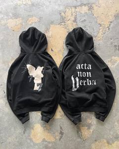 Sweat à capuche personnalisé unisexe avec impression bouffante 100% coton lavé à l'acide éponge lourde avec logo fabriqué pour les vêtements pour hommes - Product Image 2