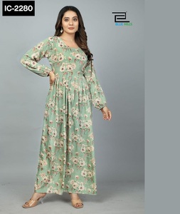 Indian Ethnic Wear Long Printed Gown with Same Matching <b>Belt</b> in Full Sleeves Heavy Kasturi Silk Kurtis for Women Casual Wear - Product Image 1