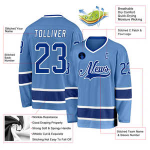 Wholesale Best Quality Design Men's Custom Light <b>Blue</b> <b>Royal</b>-White Hockey Jersey <b>Shirts</b> Stitched Unisex Field Hockey Uniform - Product Image 2