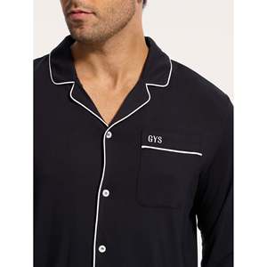 Premium <b>Men's</b> Long Sleeve <b>Pajama</b> <b>Set</b> Soft Cotton Silk Knitted Robe Casual Home Wear Custom Logo Print Pattern Combo Pieces - Product Image 4