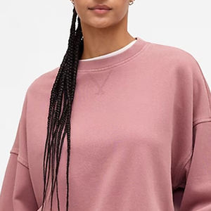 Sweat-shirt pour femme de style minimaliste, uni, avec logo personnalisé et épaules tombantes / Prix de gros pour les acheteurs en gros, streetwear durable - Product Image 2