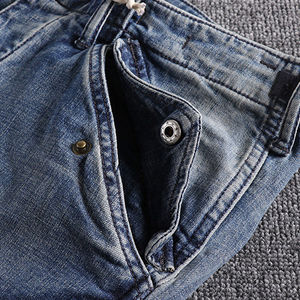 Nuevos pantalones vaqueros para hombre, pantalones cortos elásticos ajustados a la moda, pantalones cortos de verano de estilo desgastado a mano, pantalones vaqueros personalizados para hombre, pantalones cortos OEM - Product Image 4