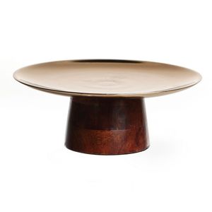 Con soporte de madera, cuenco para servir alimentos de aluminio dorado, Decoración de mesa, fechas, cuencos de frutas secas de Chocolate, comedor ideal para el hogar - Product Image 1