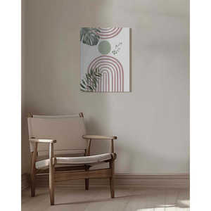 Arte Mural Boho Shapes 1, Decoración Bohemia Minimalista Rústica, Lienzo Beige con Marco de Bambú, Colgante con Cuerda para Decoración de Bodas - Product Image 6