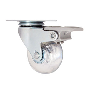 Rueda giratoria de rodillos de PU lisos transparentes con rodamientos de 2 pulgadas de diámetro - Product Image 1