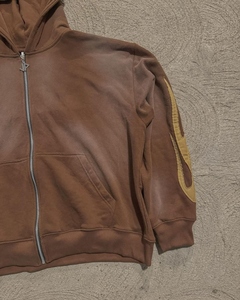 Nouvelle mode pour hommes, sweat à capuche zippé délavé à l'acide et pantalon à jambe droite avec ourlet coupé, ensemble de survêtements d'hiver personnalisés brodés par les flammes de détresse - Product Image 5