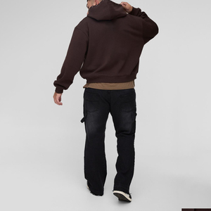 Sweat-shirt à capuche marron pour homme, coupe classique, en molleton 100% coton respirant, avec logo frontal, streetwear d'hiver - Product Image 3