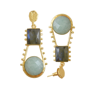 ต่างหูพร้อมส่งแบบคลาสสิกพร้อมพลอยอัญมณีเคลือบสีทองแวววาวและเครื่องประดับคุณภาพระดับพรีเมียม - Product Image 6