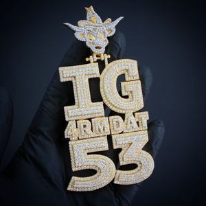 Pendentif en moissanite véritable 4-Ct ronde personnalisable plaqué or blanc 14 carats style hip-hop - Product Image 1